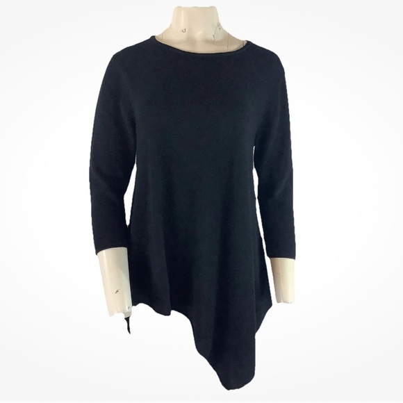 Neiman Marcus Cashmere Collection Sz L 100% Cashmere Asymmetric Hem Sweater - Picture 1 of 5